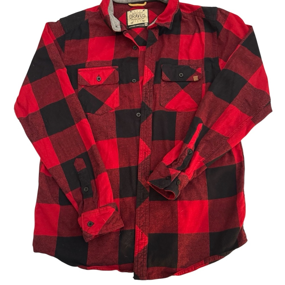Dravus Checkered Red Black Plaid Flannel Shirt Men’s M Button Up  Casual